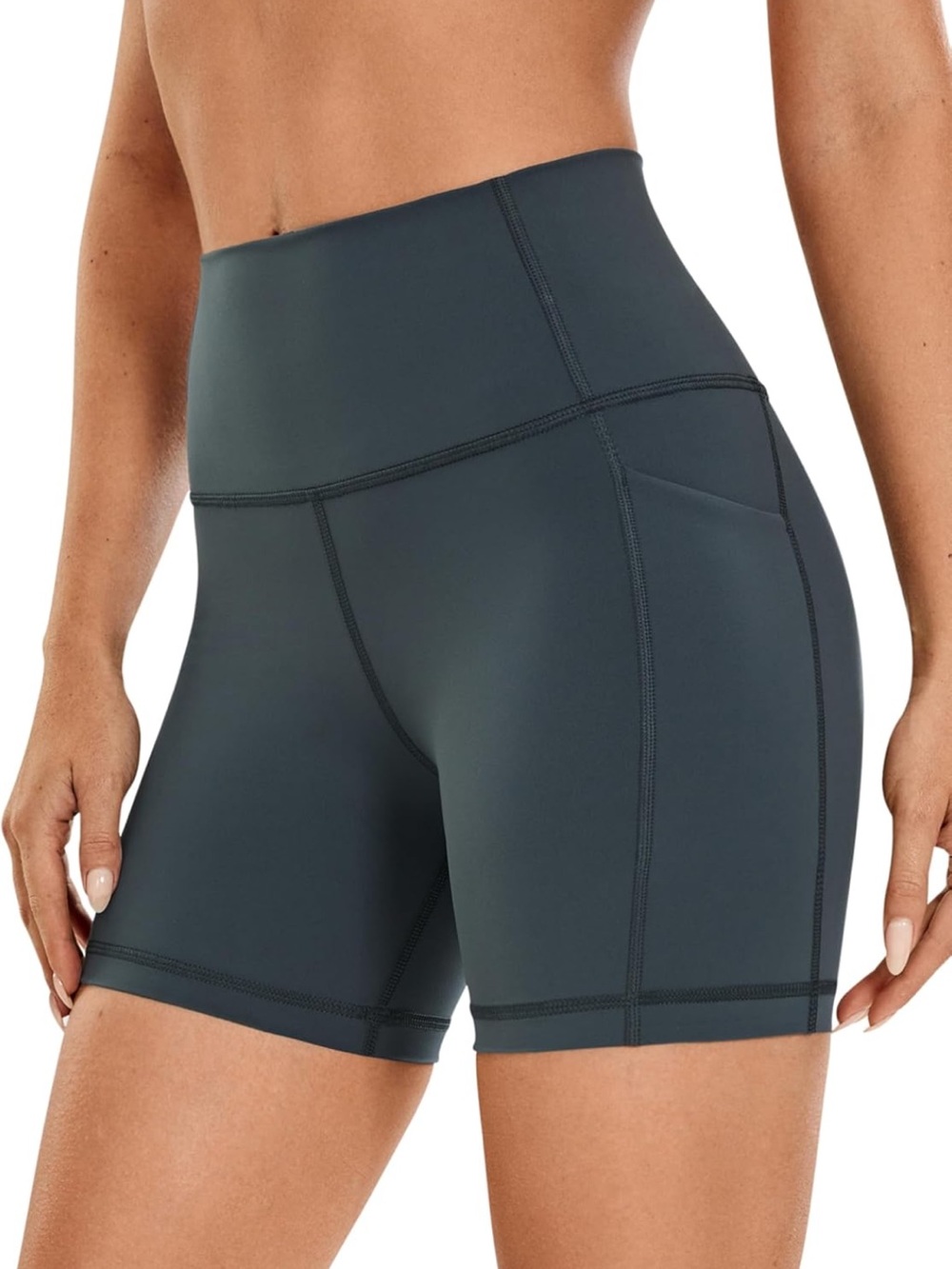 Crz Yoga High-Waist Performance Bike Shorts - Dark Gray